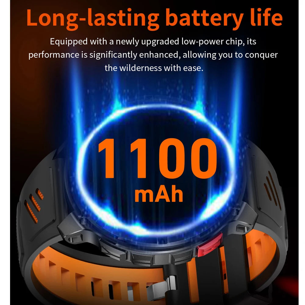 T-Rex3 Pro GPS Military Smartwatch – 1100mAh, 5ATM Waterproof, Sports Run Tracker & Compass