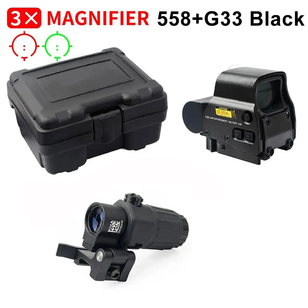 558 Holographic Red Dot Sight with G43 Magnifier — Tactical Hunting Optic, 20mm Rail Mount