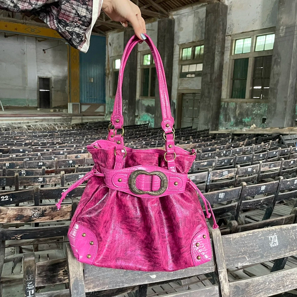 ABQP Vintage Distressed Large Capacity Underarm Tote Crossbody Bag – Designer Shoulder Handbag for Women