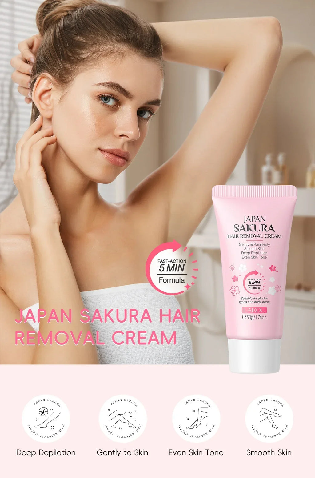 LAIKOU Hair Removal Cream For Men Women Body Intimate Areas Skin Care Moisturizing 50g