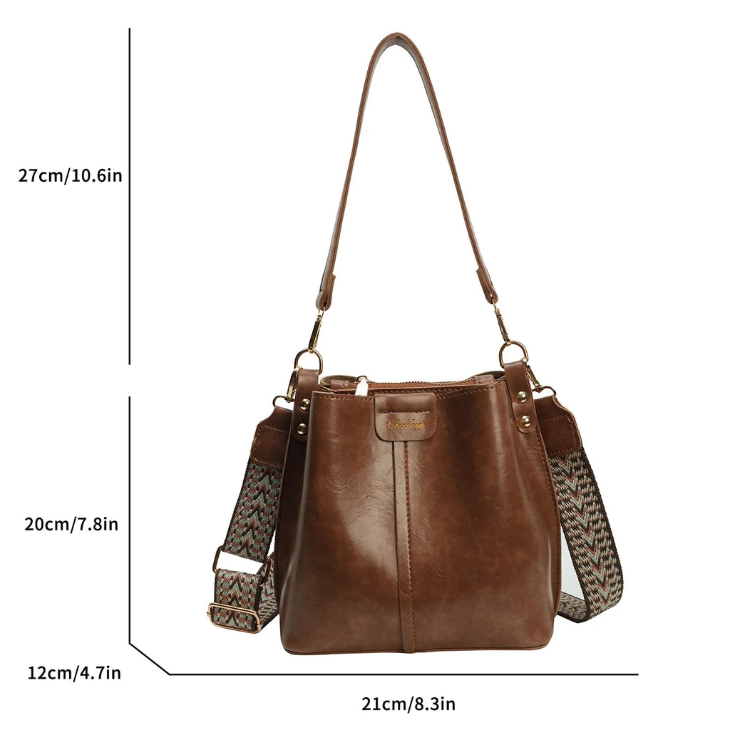 Vintage TPU Bucket Crossbody Bag – Designer Shoulder Handbag for Women