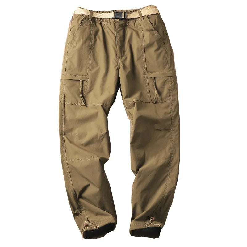 Men's Fleece-Lined Waterproof Hiking Pants — Loose Windproof Outdoor Workwear