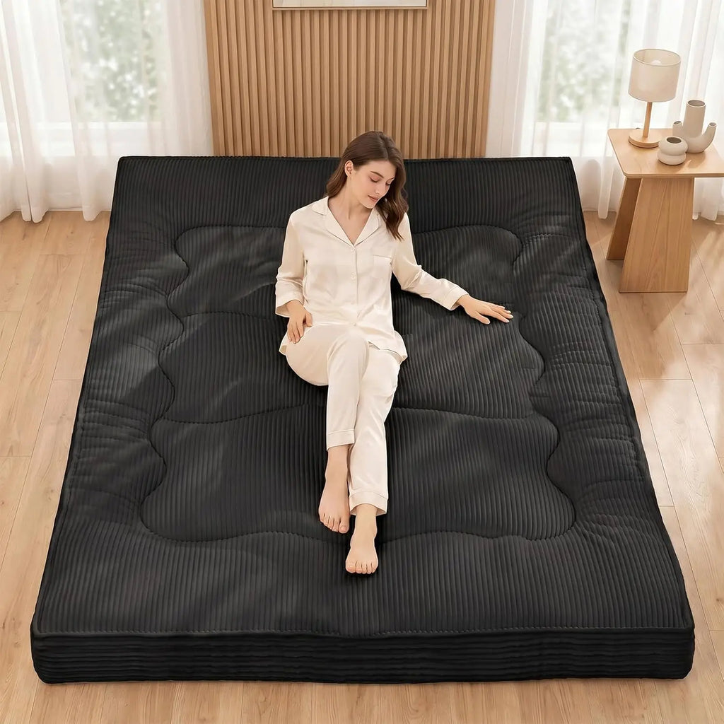 Sleep Anywhere in Comfort — Extra Thick Japanese Floor Futon Mattress | Memory Foam, Foldable, Anti-Slip for Adults & Guests