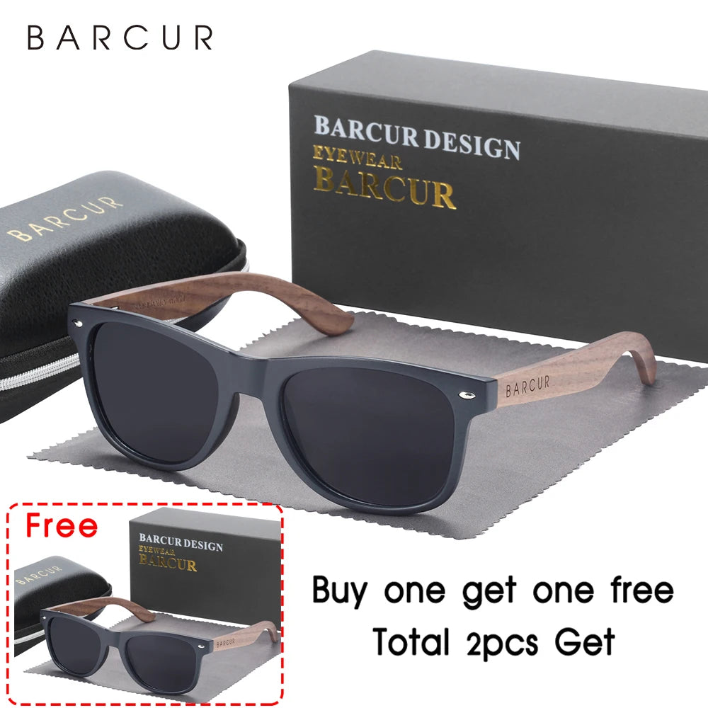 BARCUR Natural Wooden Polarized Sunglasses | Black Walnut UV400 Men's Eyewear