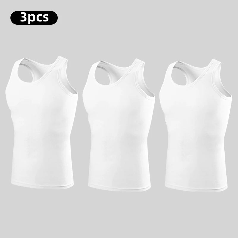 Men's Cotton Sleeveless Vest 3-Pack — Casual Fitness Sports Tank Top
