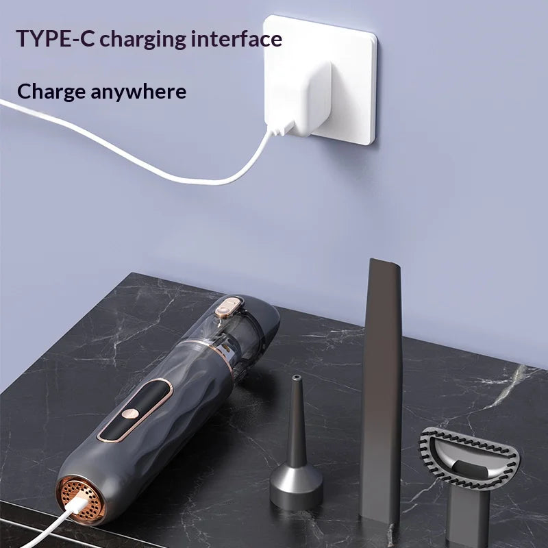Cordless Mini Car Vacuum Cleaner – Gray Handheld