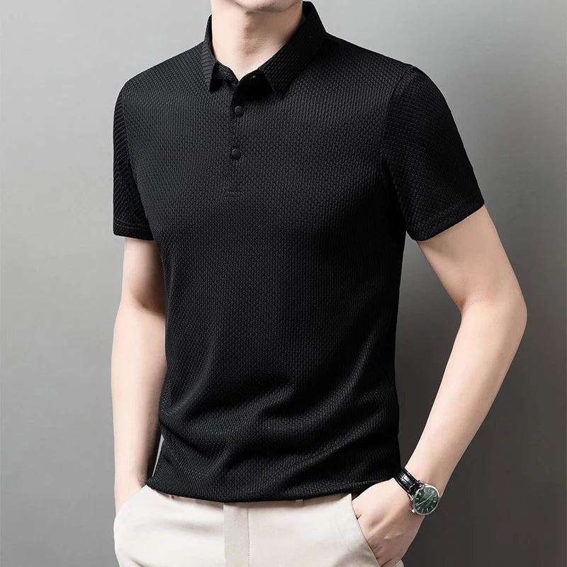 Men's Bone Flower Print Polo Shirt — Graphic Short Sleeve Casual Polo
