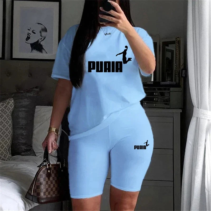 Women's Summer Two-Piece Tracksuit Set – O-Neck T-Shirt & Shorts Casual Daily Wear 2026