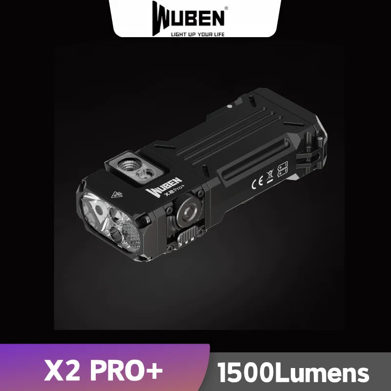WUBEN X2 PRO+ 1500 Lumen USB-C EDC Flashlight – Dual 920mAh Battery, Pocket Clip & Magnetic Tail