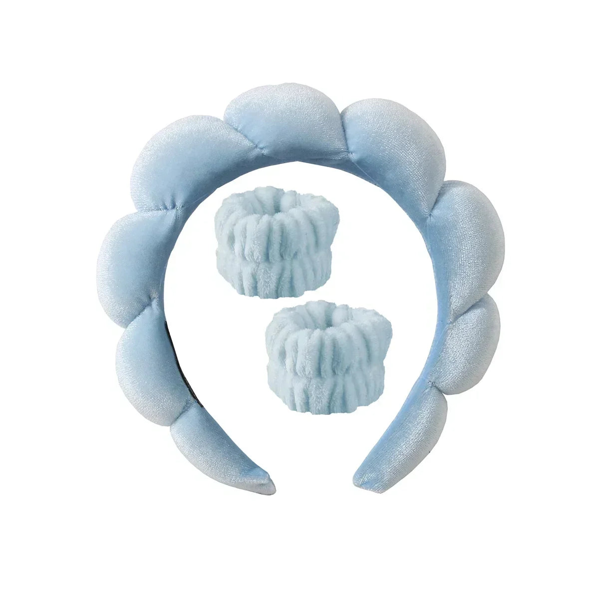 Puffy Spa Headband & Wristbands Set — 3 Pack