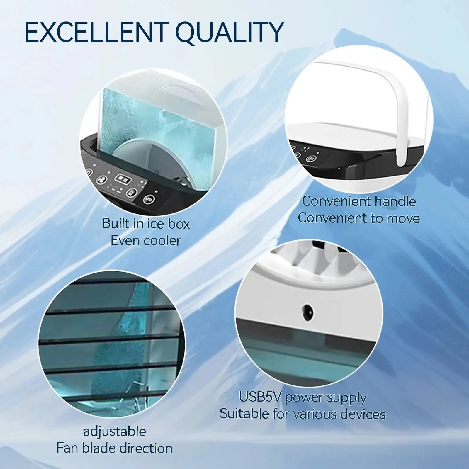 Portable Air Conditioner Fan — 3-Speed Mini AC Unit with 900ML Water Tank & Humidifier for Bedroom & Office