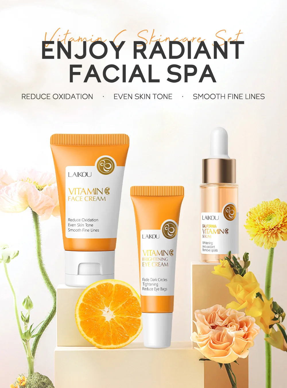 LAIKOU 3-Piece Skin Care Set – Face Cream, Serum & Eye Cream | Moisturizing Anti-Wrinkle Kit