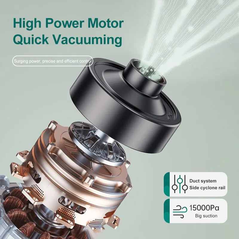 Handheld Wireless Vacuum Cleaner — Powerful Suction, HEPA Filter for Car & Home