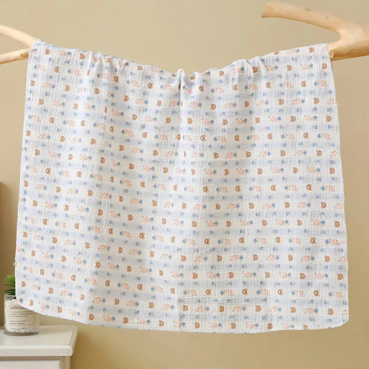 Cartoon Print Cotton Muslin Baby Swaddle Blanket – Soft Breathable Newborn Receiving Blanket