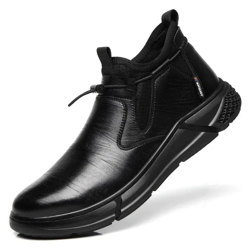 Men's Black Waterproof Metal-Toe Work Shoes