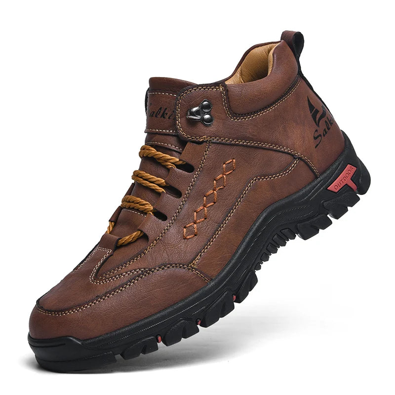 Men's High-Top Lace-Up Hiking Boots – Thick Sole Casual Oversized Boots