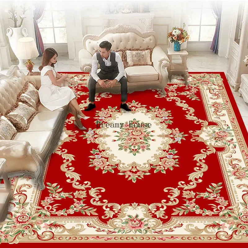 European Luxury Large Area Rug – Washable Non-Slip Carpet for Living Room & Bedroom