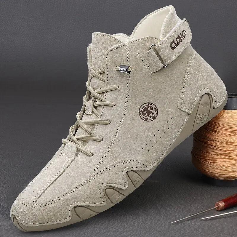 Men's Genuine Leather Lace-Up Ankle Boots