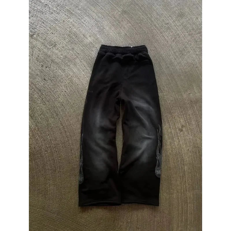 Men's Retro Gothic Punk 3D Print Straight Leg Pants — Loose Fit Streetwear Sweatpants