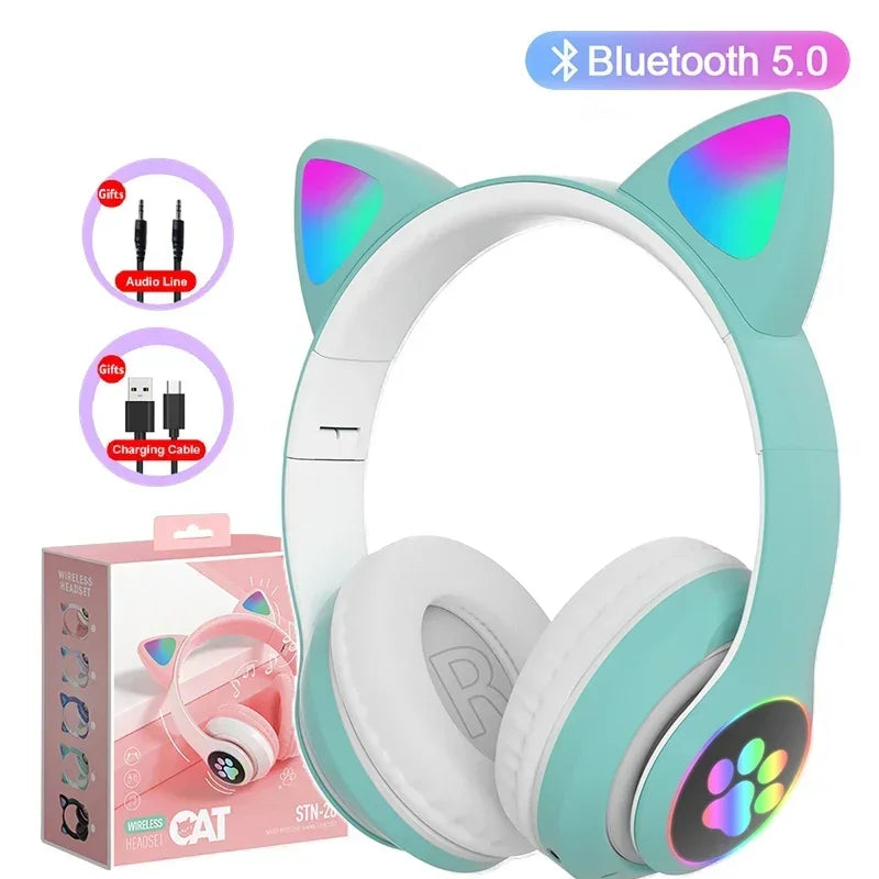 Cat Ears Bluetooth Headphones — Stereo Gaming Headset with Mic