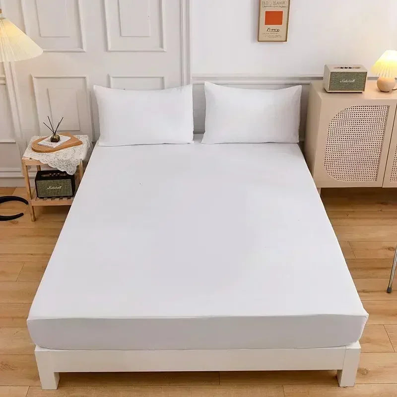 High-Quality Elastic Fitted Sheet – Solid Color Mattress Cover, 80–200cm, Single to King