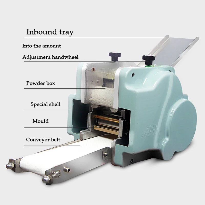 Electric Dumpling Wrapper Machine – 110V/220V, Round & Square Wonton Skin Maker, Rolling Press & Pasta Slicer, Commercial