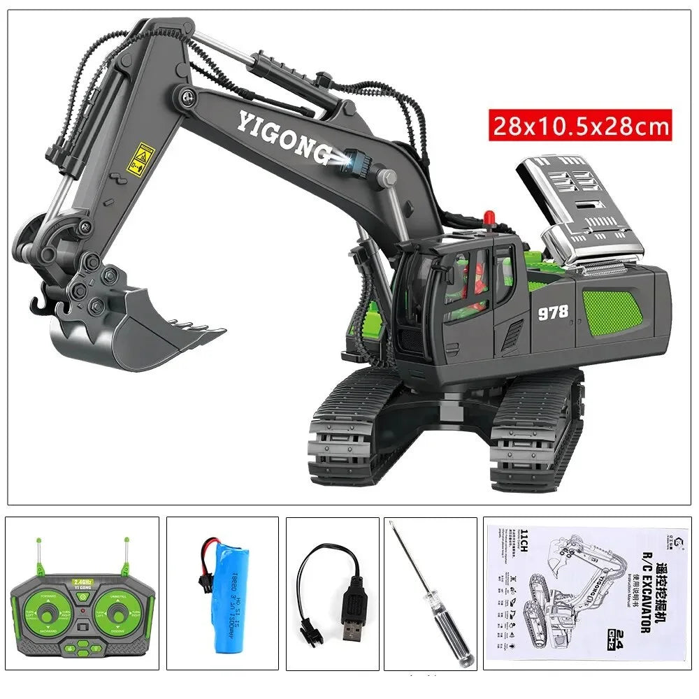 RC Excavator & Construction Toy Set – Remote Control Dump Truck & Bulldozer for Kids