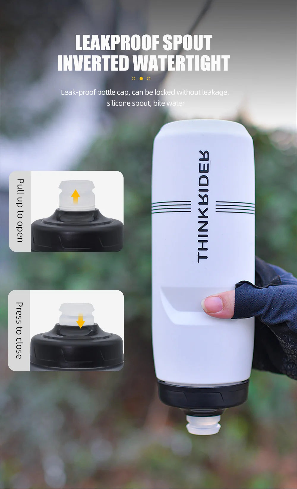 ThinkRider Cycling Water Bottle 620ml/750ml – Squeeze Jet, Leakproof, MTB & Road Bike Cage Compatible, 0–70°C