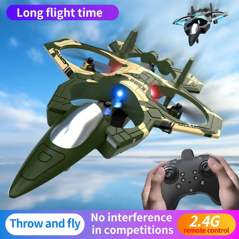 K500 MAX RC Fighter Plane Stunt Glider – 2.4G 360° Roll EPP Foam Airplane with LED for Kids & Beginners