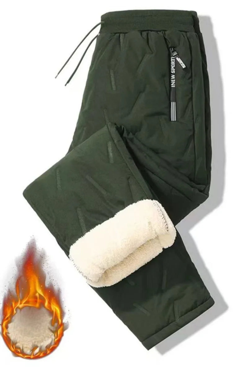 Men's Cashmere-Lined Thick Cotton Pants — Warm Winter Casual Trousers