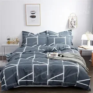 Plaid Print Duvet Cover – Lightweight Polyester-Cotton Bedding Bag, 24 Colors & 3 Sizes