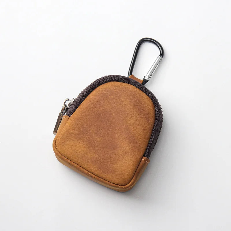 PU Leather Carabiner Coin Purse Keychain – Retro Mini Wallet in Multiple Colors