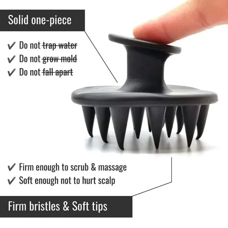 Silicone Scalp Massager Shampoo Brush — Deep Cleansing Hair Growth Tool