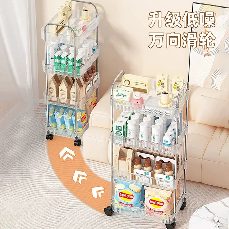 Acrylic Rolling Storage Cart — 2/3/4 Tier Organizer Trolley for Kitchen, Bathroom & Office