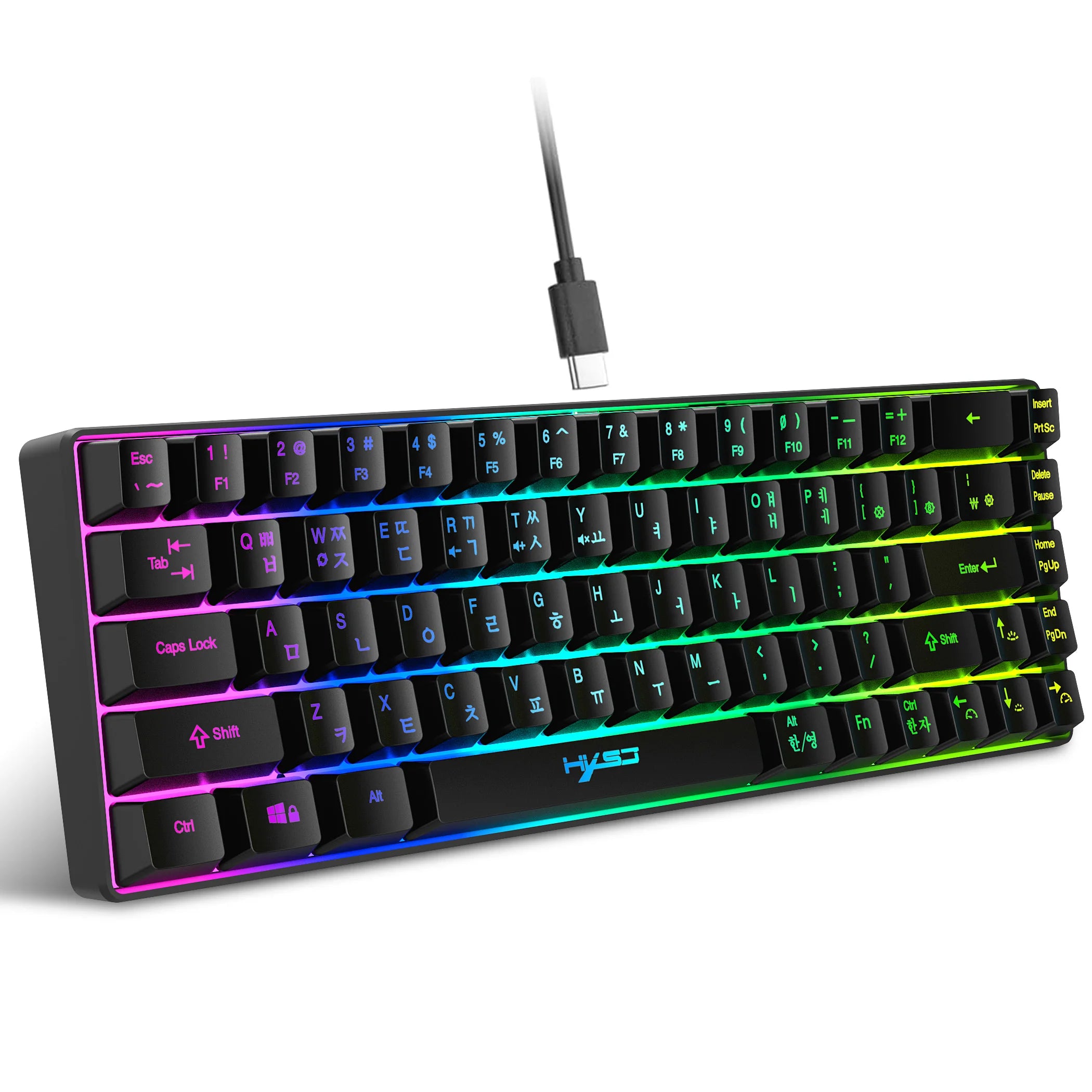 68-Key RGB Gaming Keyboard — USB Wired, 20 Backlight Modes, Multi-Language Layout for PC & Laptop