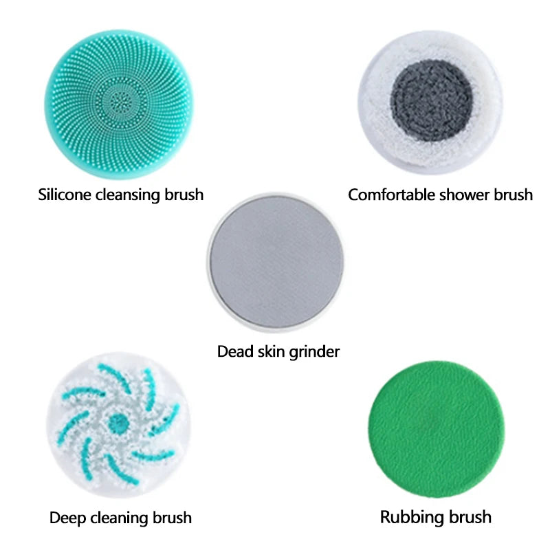 Silicone Electric Body Scrubber – IPX7 Waterproof Cordless Shower Brush with Back Massage & Exfoliating Heads