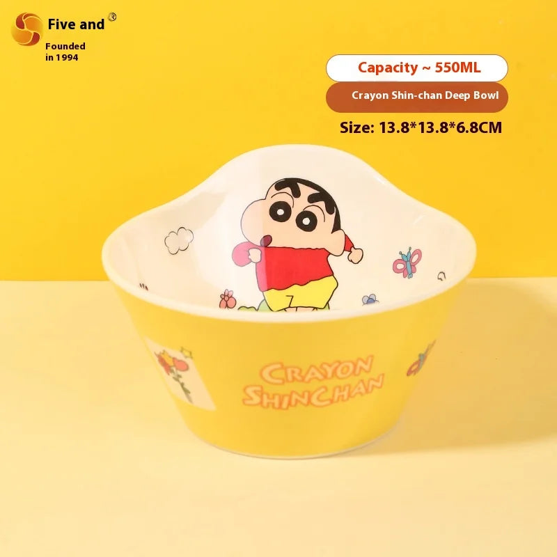 Crayon Cartoon Children's Bowl Set — Soup Bowl & Divided Plate