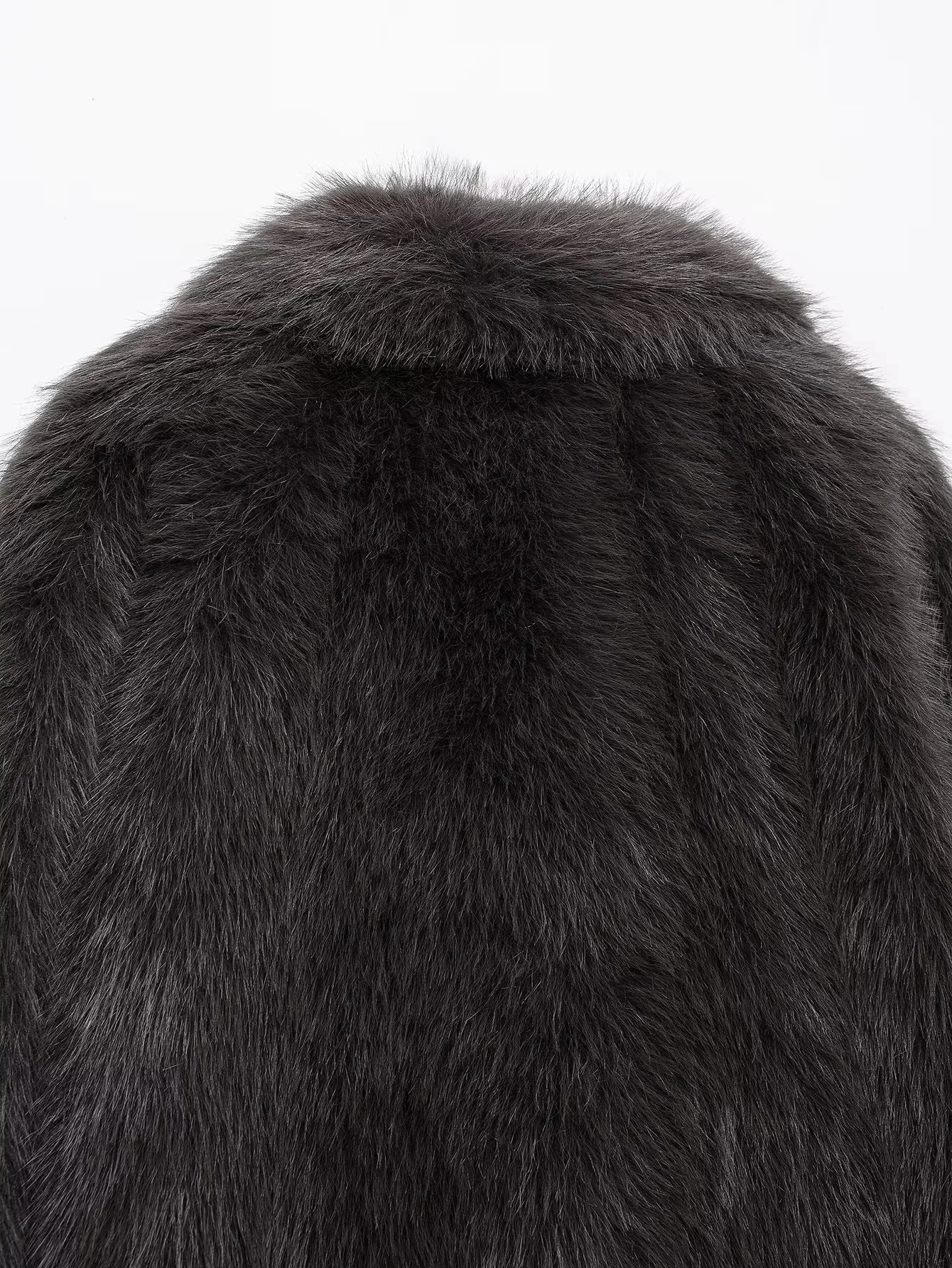 Women's Oversized Faux Fur Jacket – Single-Breasted Elegant Warm Coat