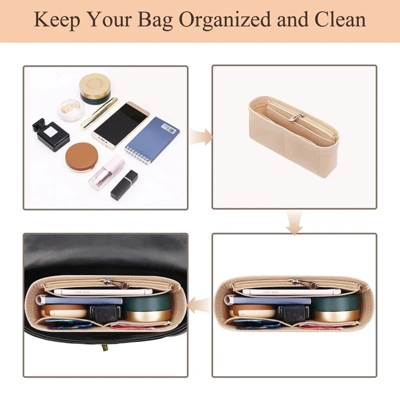 Bag Organizer Insert for Longchamp Small Tote – Inner Liner Handbag Organizer, Mini Size