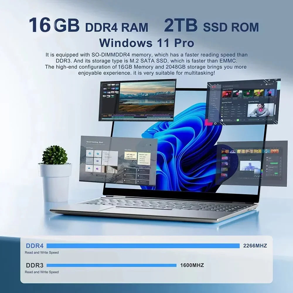 14.1" Intel 10-Core Gaming Laptop – 120Hz, Up to 32GB DDR4, 2TB SSD, Windows 11 Pro