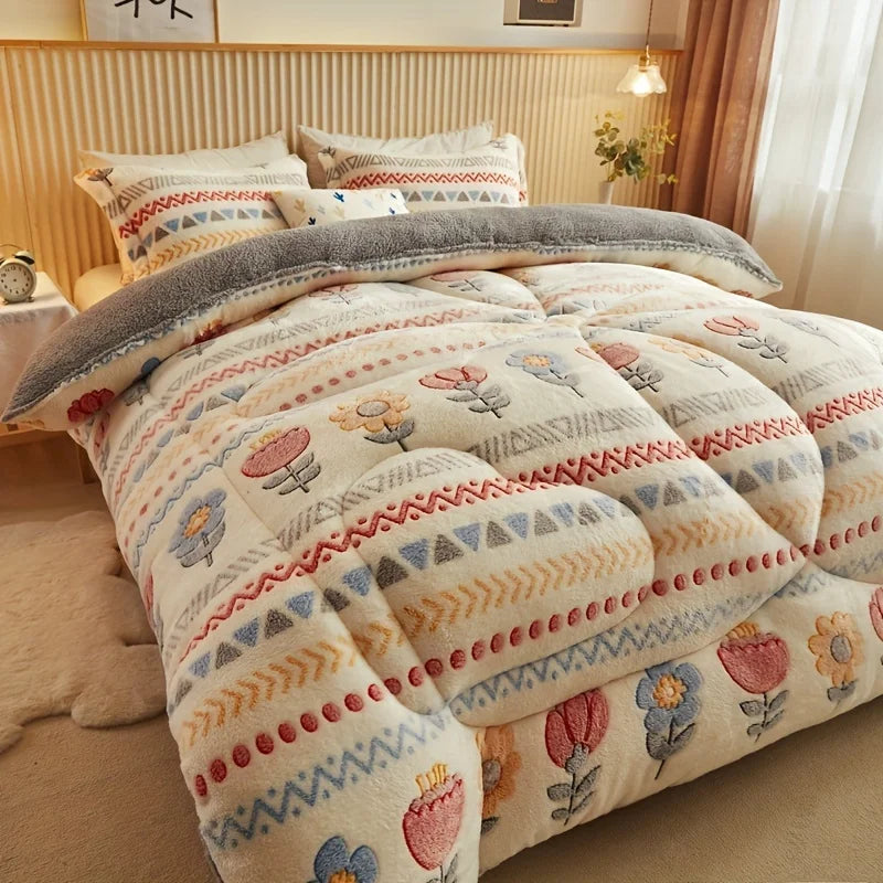 Thick Winter Flannel Fleece Comforter – Warm, Anti-Pilling Bed Blanket, 3 Sizes