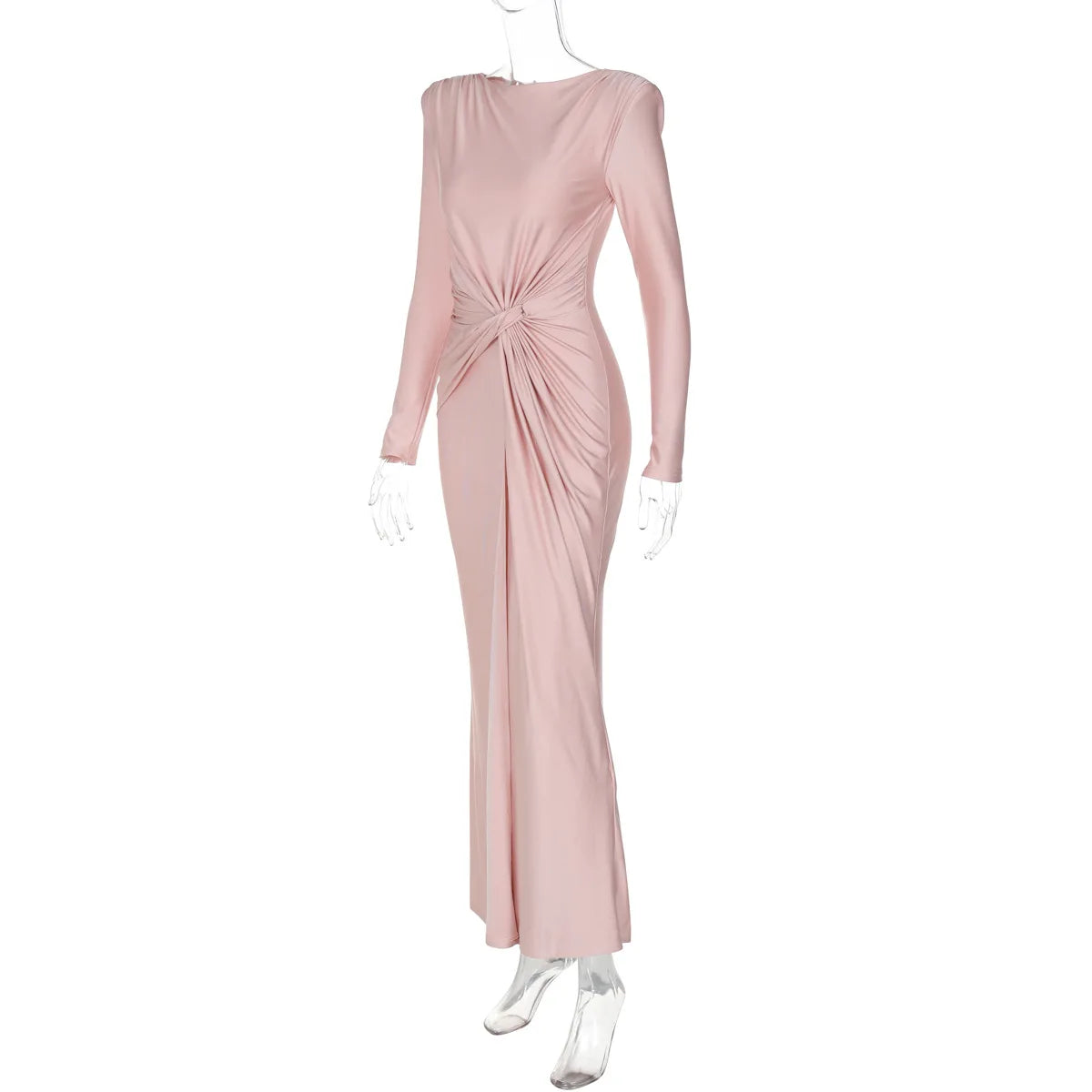 Women's Elegant Wedding Party Dress Female Clothing O-neck Long Sleeve Ruched High Waist Bodycon Long Maxi Evening Prom Dresses