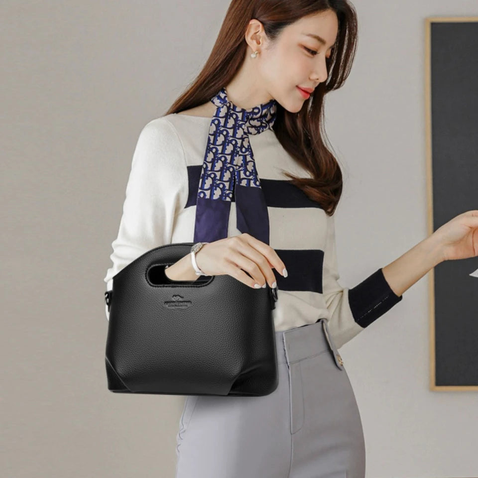 VANDERWAH Luxury Microfiber Leather Flap Shoulder Bag – Small Casual Tote Handbag for Women