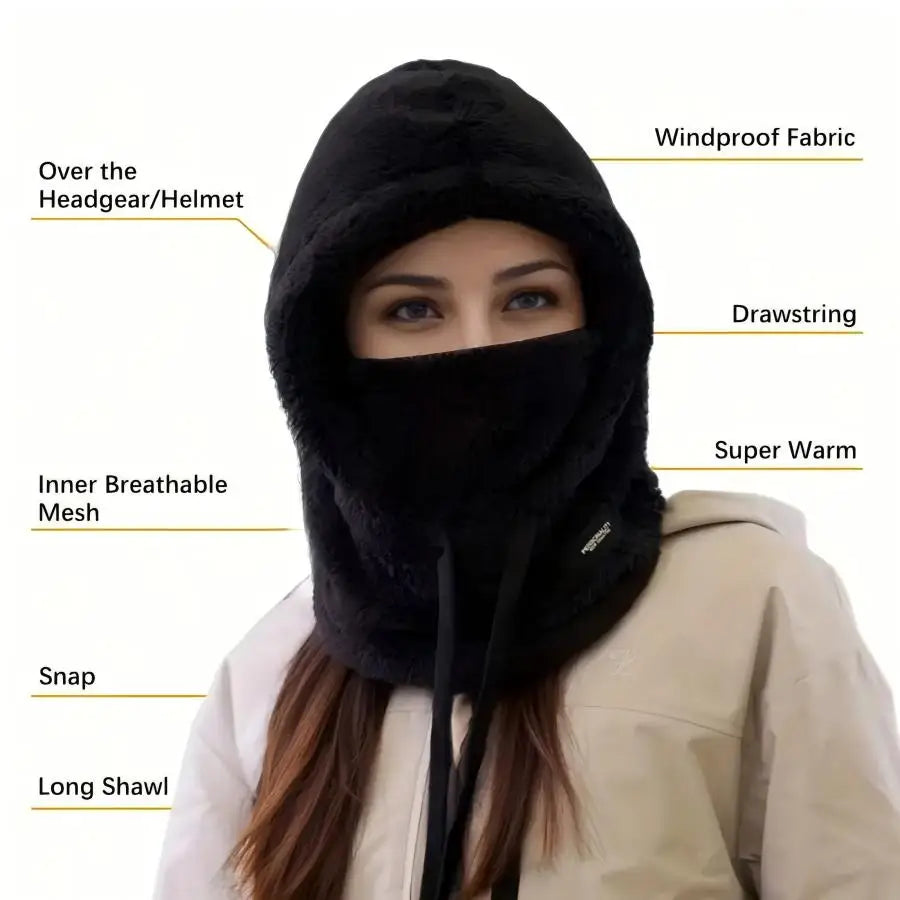 Polar Fleece Balaclava with Adjustable Hood and Neck Cover