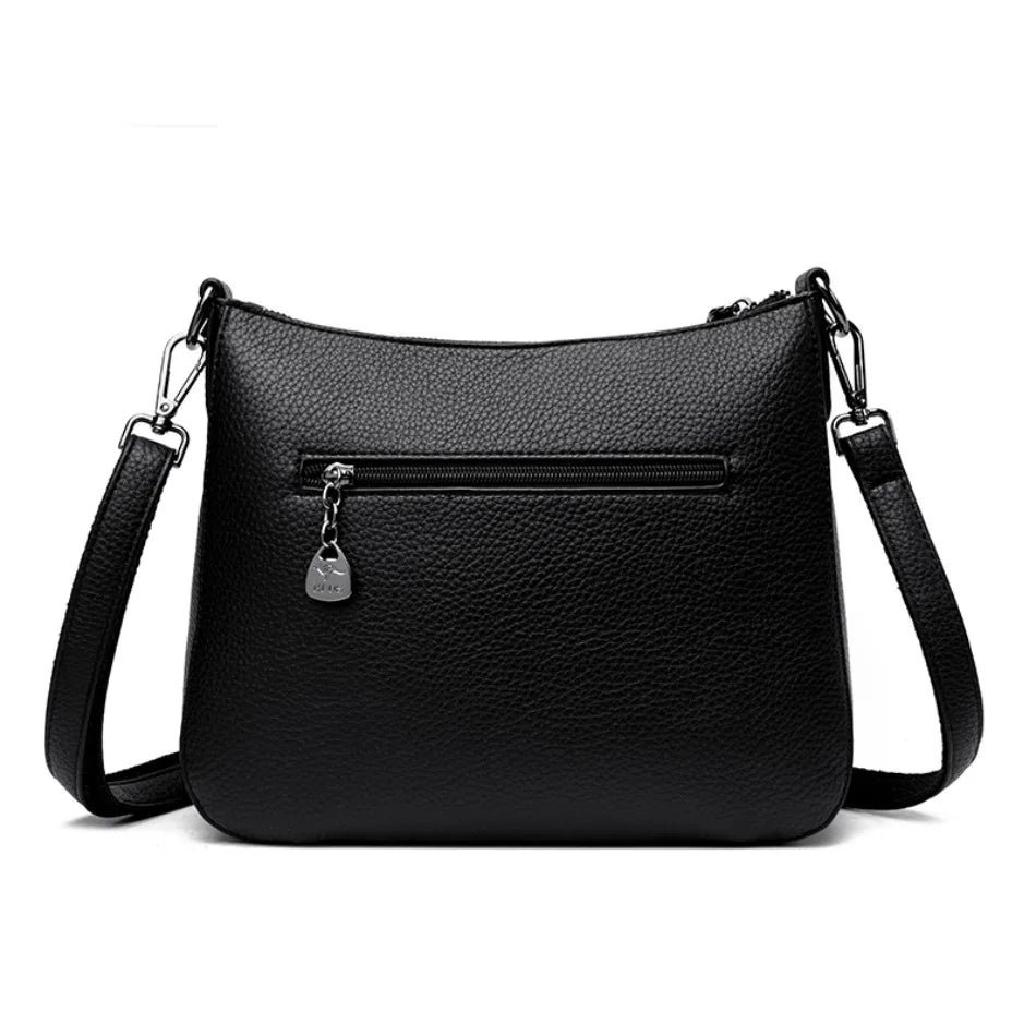 VANDERWAH Genuine Cow Leather Letter Sequin Crossbody Tote – Luxury Designer Shoulder Bag for Women