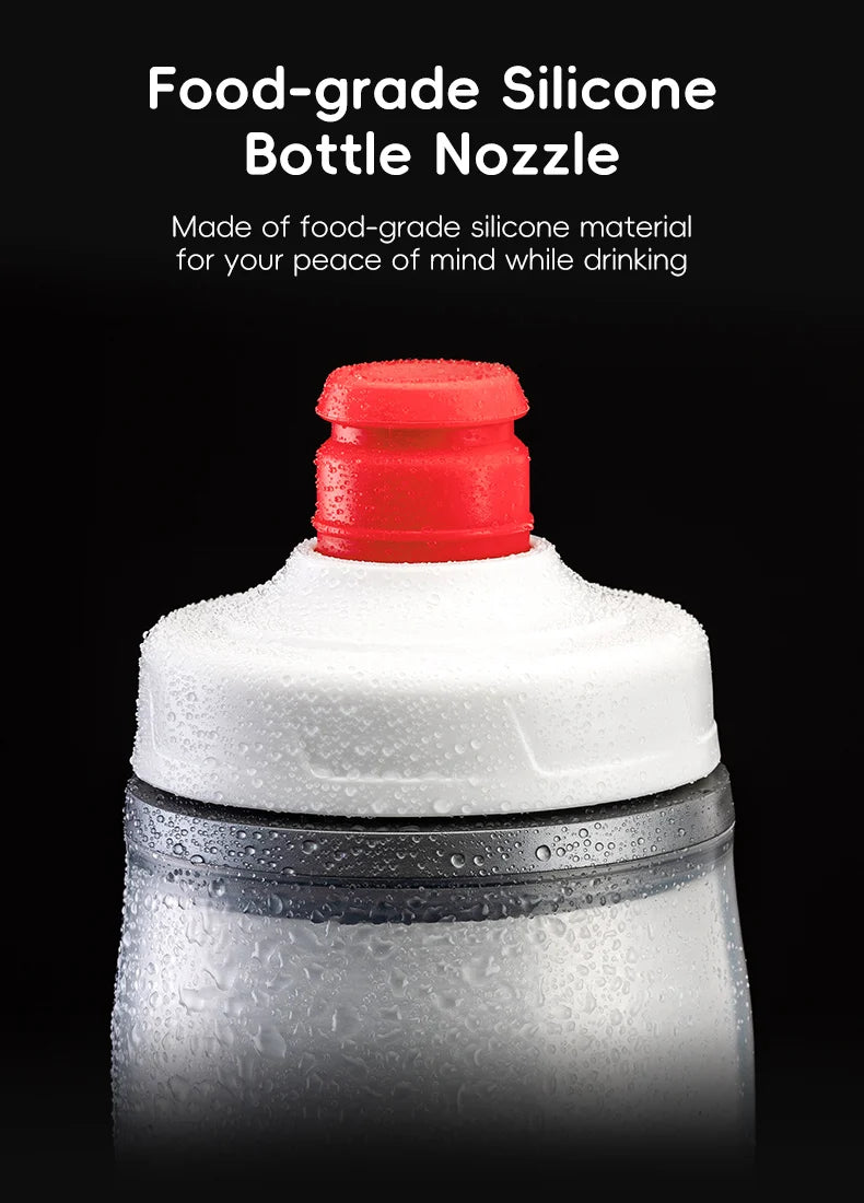 ROCKBROS 620ml Insulated Cycling Water Bottle – Thermal Triple-Layer Squeeze Bike Bottle with Silicone Nozzle