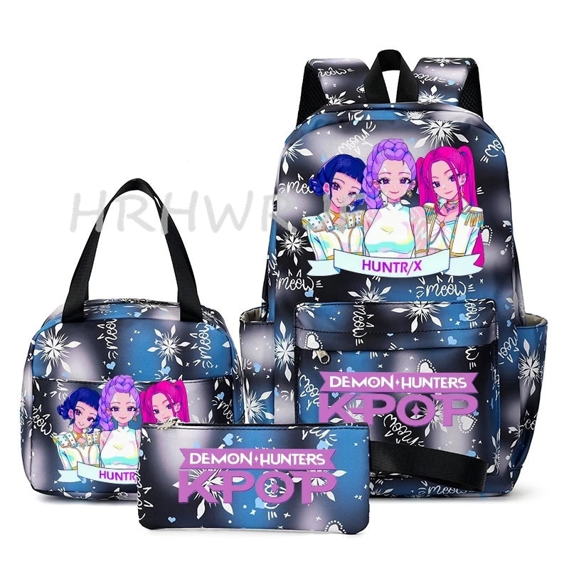KPop Demon Hunter 3-Piece Backpack Set – School Bag, Shoulder Bag & Clutch