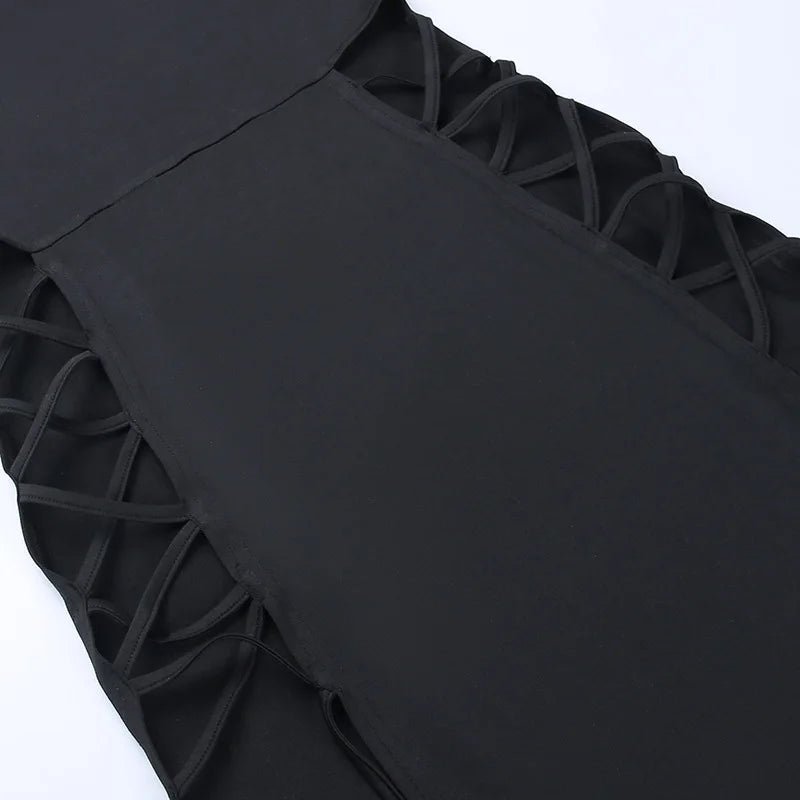Gothic Halter Bandage Midi Dress — High Split Sexy Alt Partywear