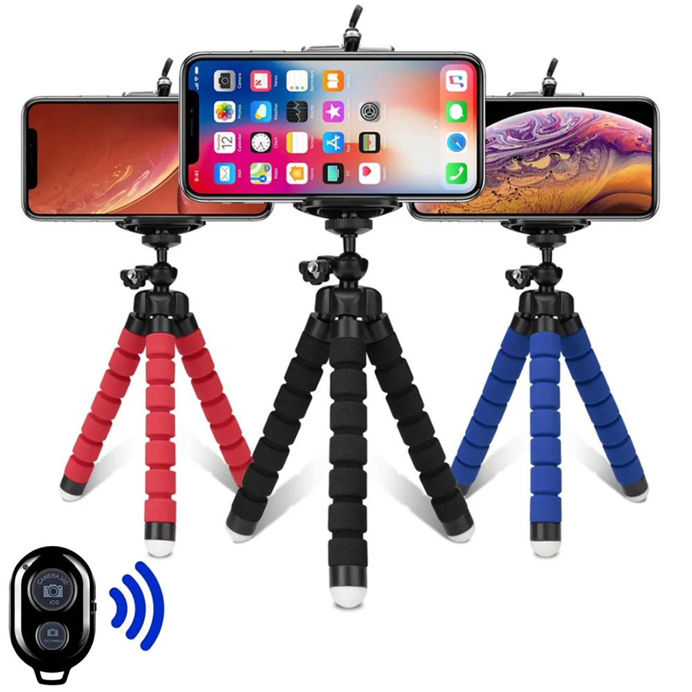 Shoot Hands-Free. Anywhere. — Mini Octopus Flexible Phone Tripod Stand | Smartphone Monopod, Camera Clip Holder, Optional Bluetooth Remote, 3 Colors