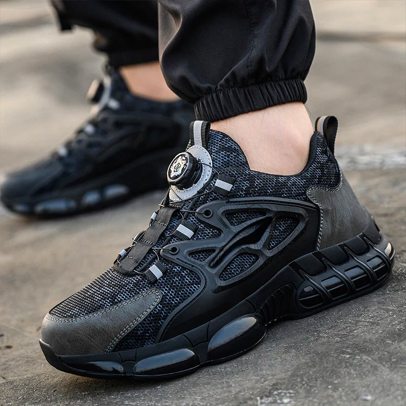 Men's Air Mesh Button-Closure Work Shoes